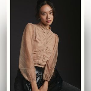 Anthropologie Sheer Tan Blouse